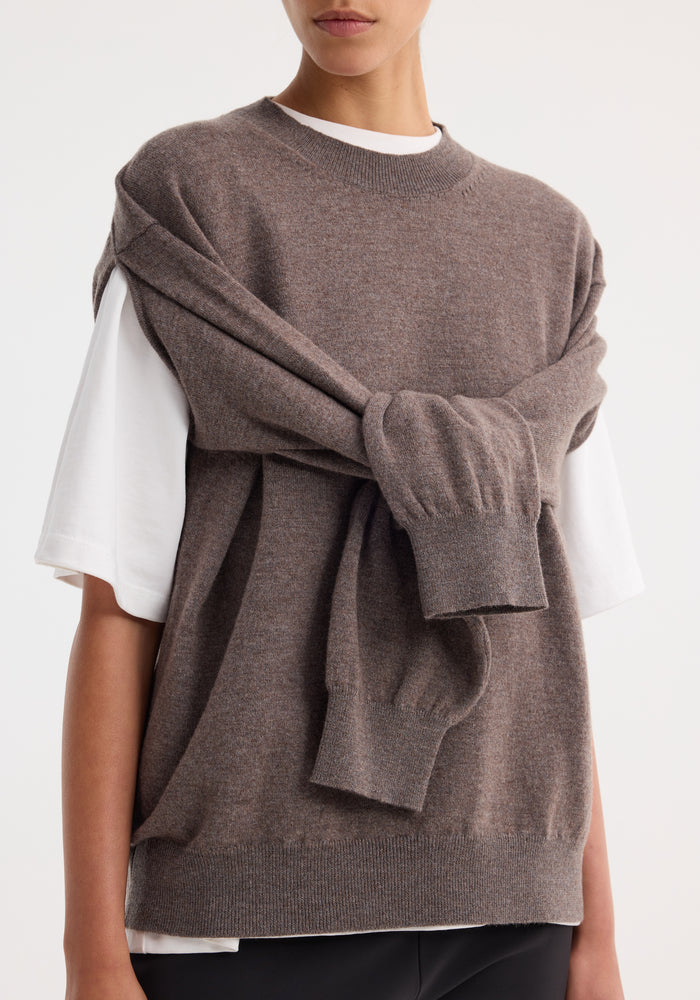 Crew-neck with open armhole | mud melange