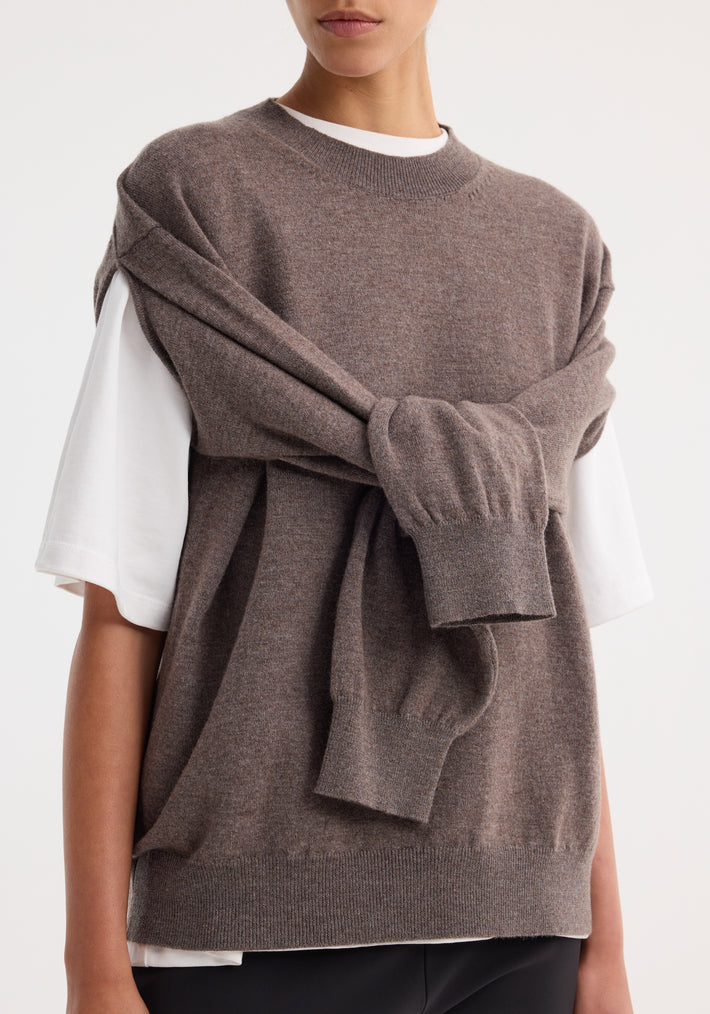 Crew-neck with open armhole | mud melange