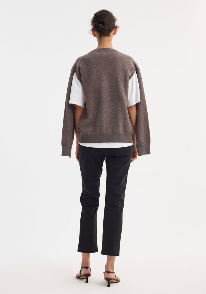 Crew-neck with open armhole | mud melange