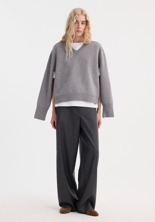 Sleeve wrap jumper | mid grey melange