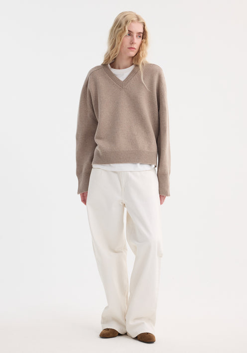 Sleeve wrap jumper | taupe melange