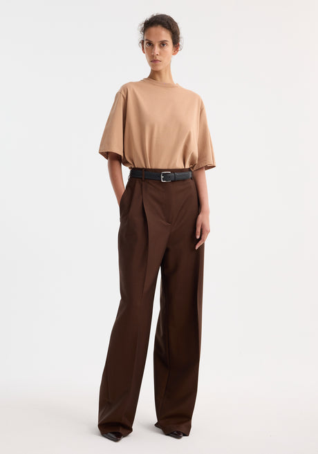 Mid-waist tailored trousers | mahogany