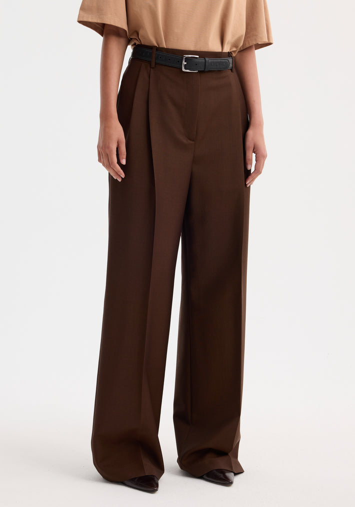 Mid-waist tailored trousers | mahogany