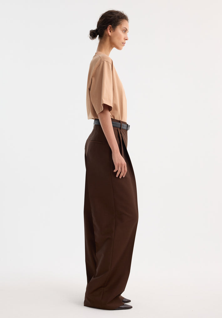 Mid-waist tailored trousers | mahogany
