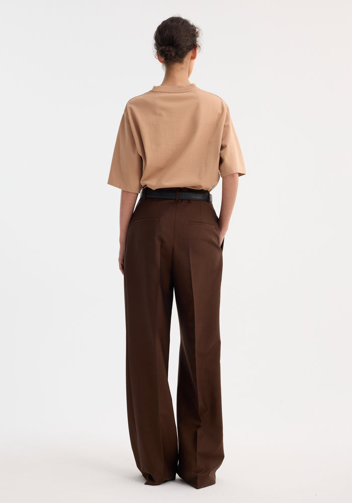 Mid-waist tailored trousers | mahogany