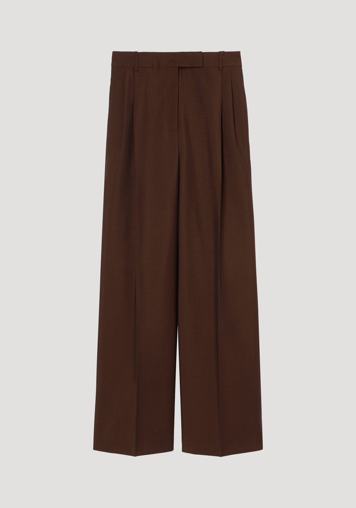 Mid-waist tailored trousers | mahogany