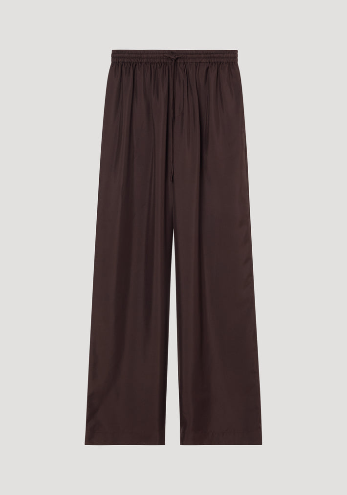 Wide leg silk trousers | mahogany
