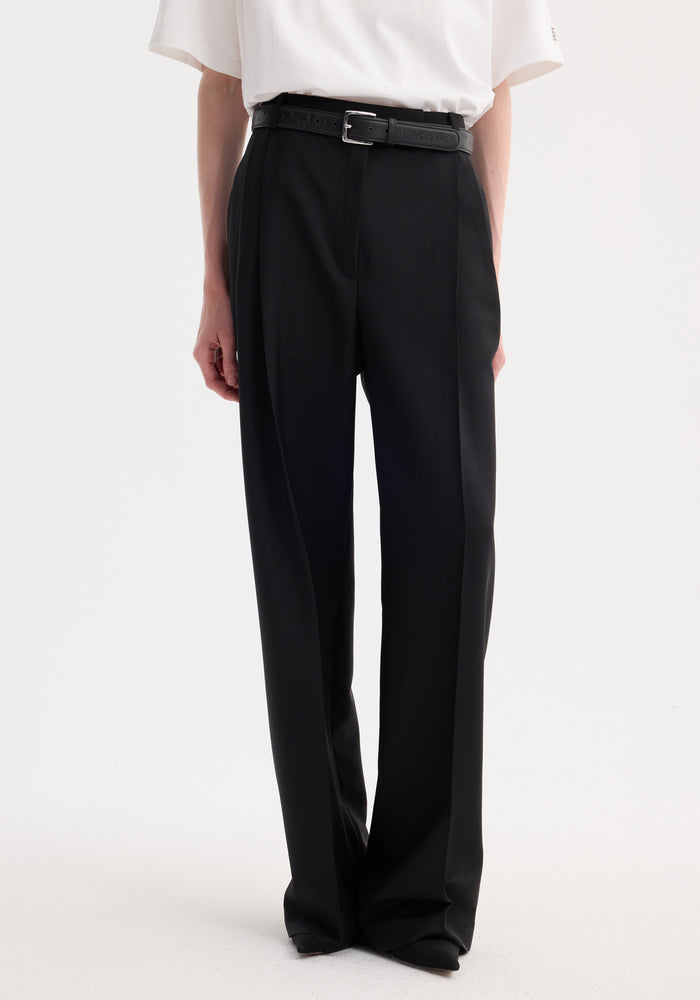 Mid-waist tailored trousers | black