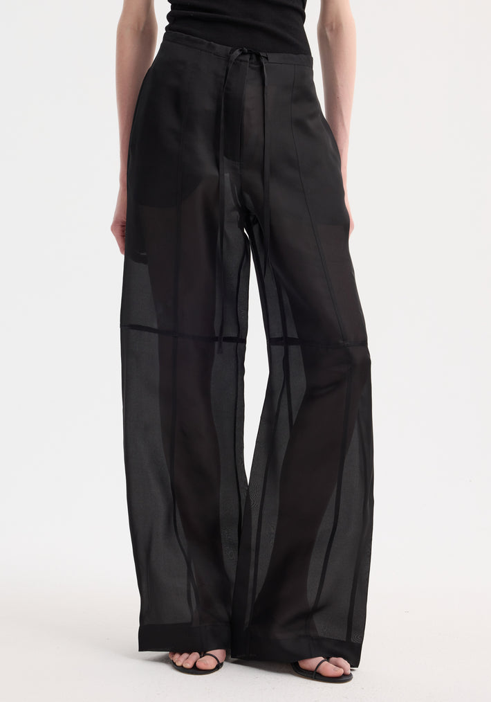 Organza silk parachute trousers | black