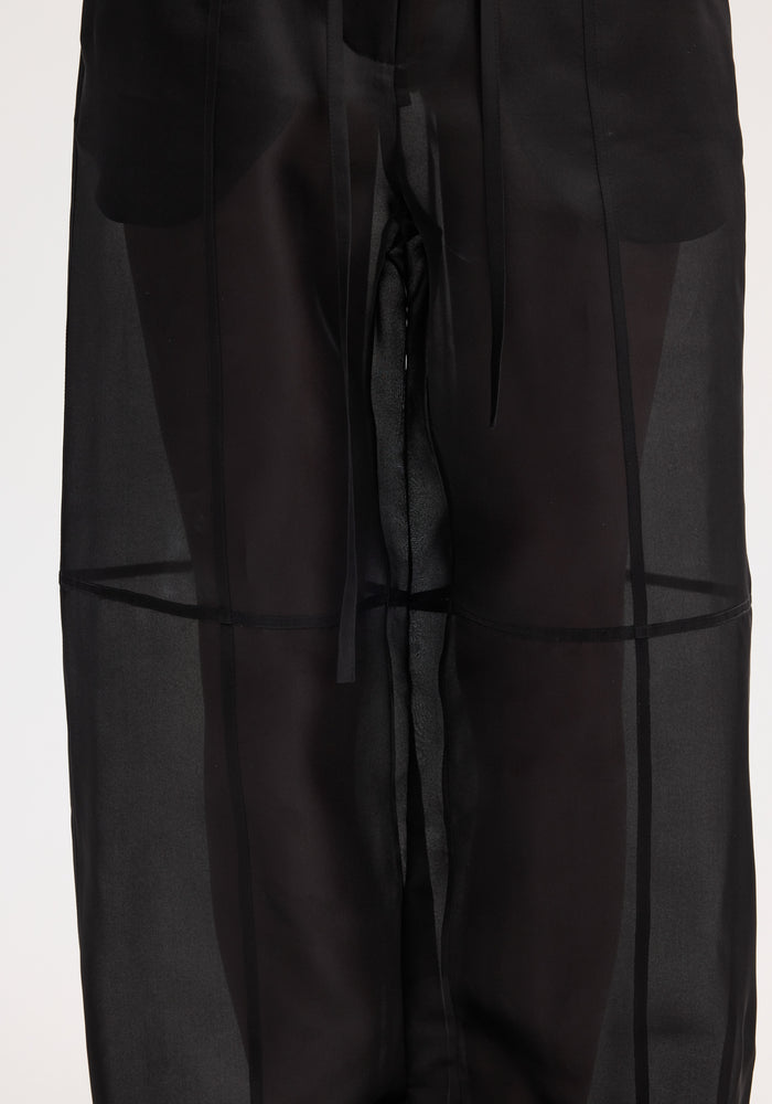 Organza silk parachute trousers | black