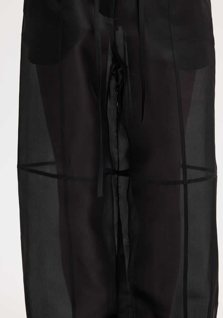 Organza silk parachute trousers | black