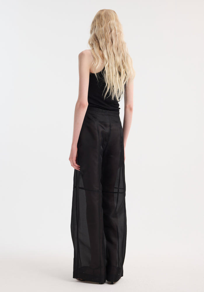 Organza silk parachute trousers | black