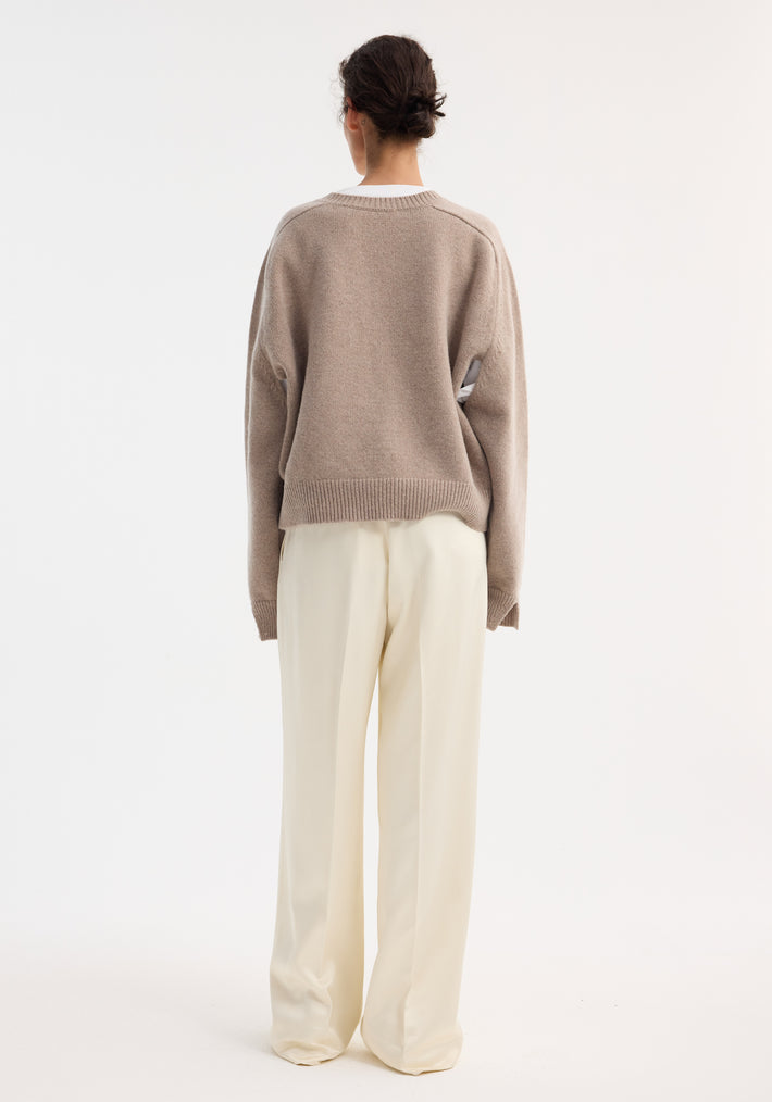 Relaxed drawstring satin trousers | cream