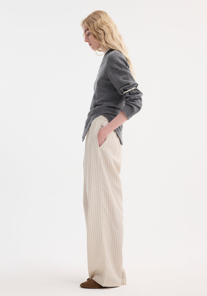 Wide leg silk trousers | classic stripe
