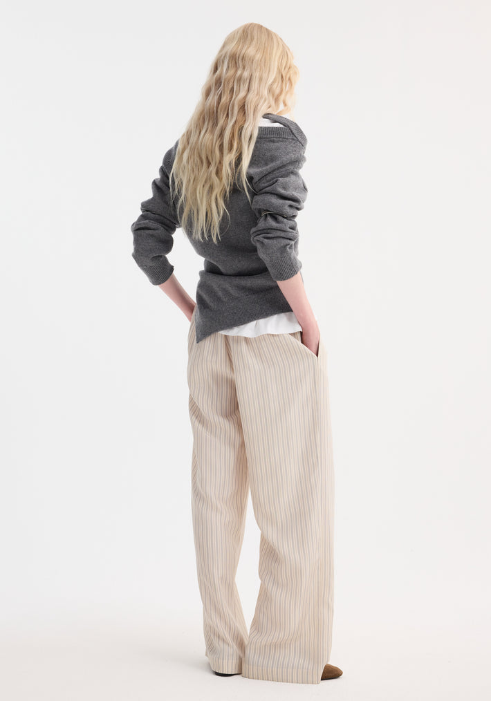 Wide leg silk trousers | classic stripe