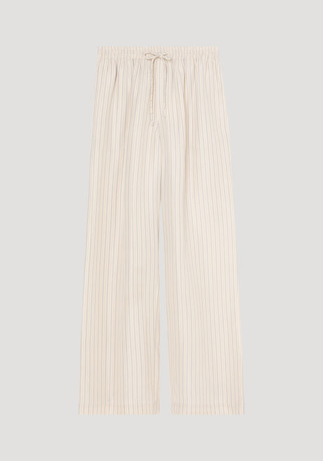 Wide leg silk trousers | classic stripe