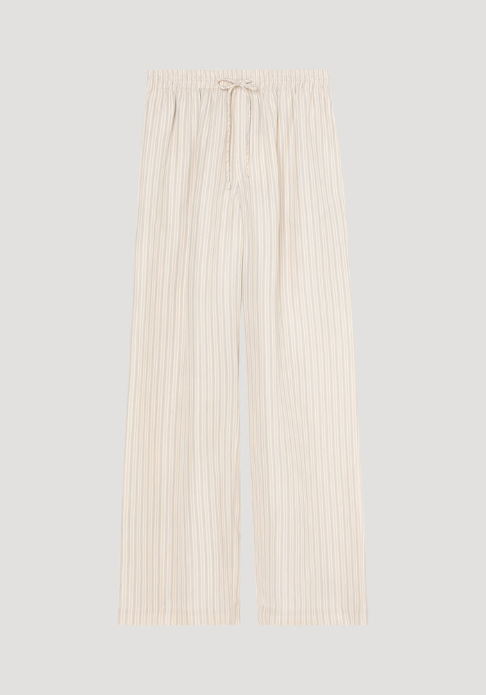 Wide leg silk trousers | classic stripe