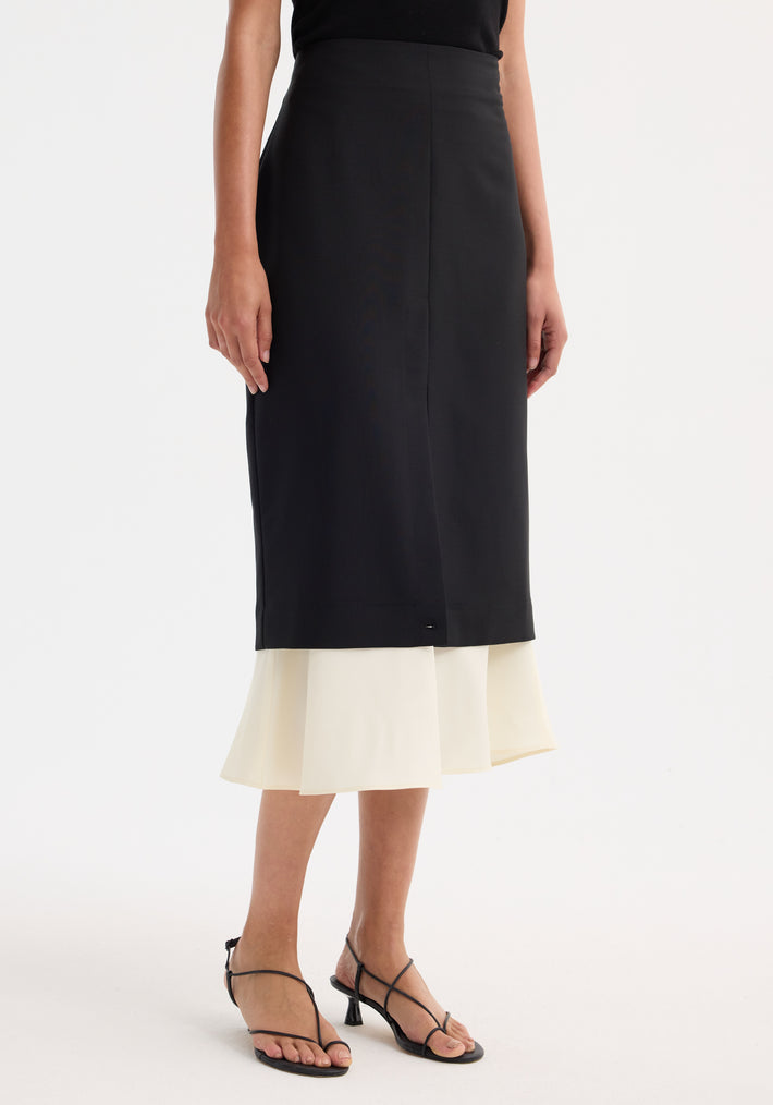 Contrast upside-down skirt | black