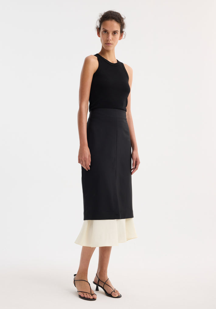 Contrast upside-down skirt | black