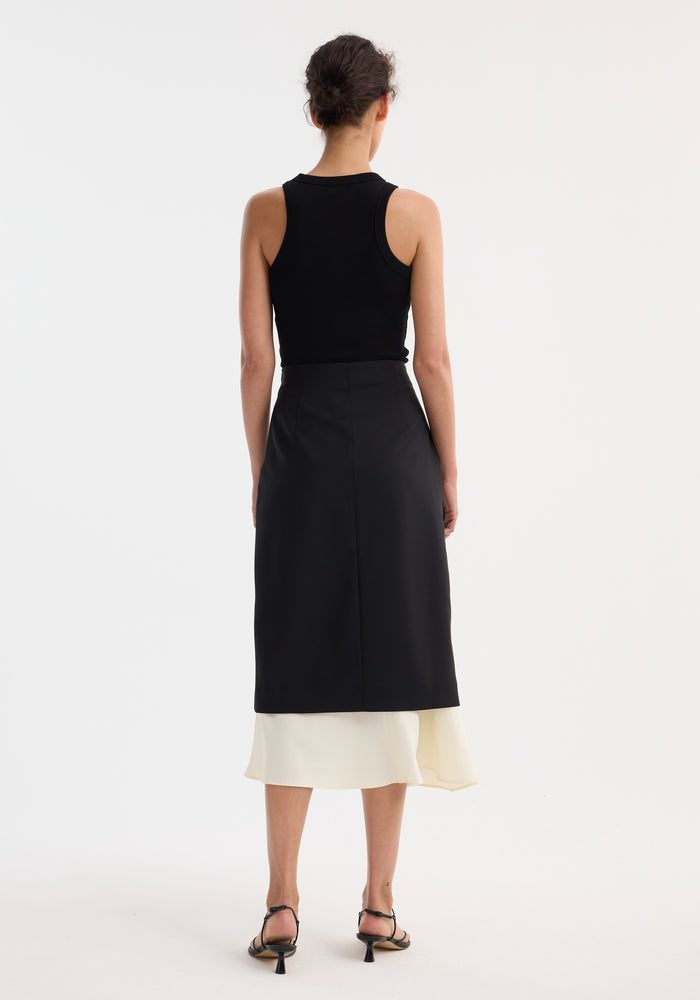 Contrast upside-down skirt | black