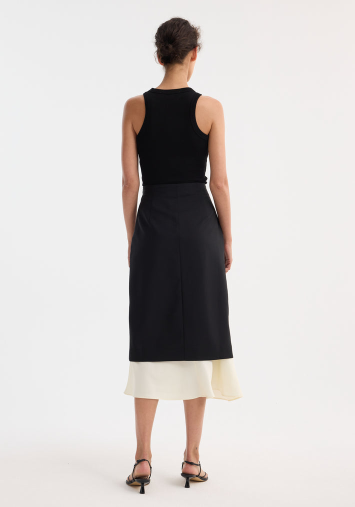 Contrast upside-down skirt | black