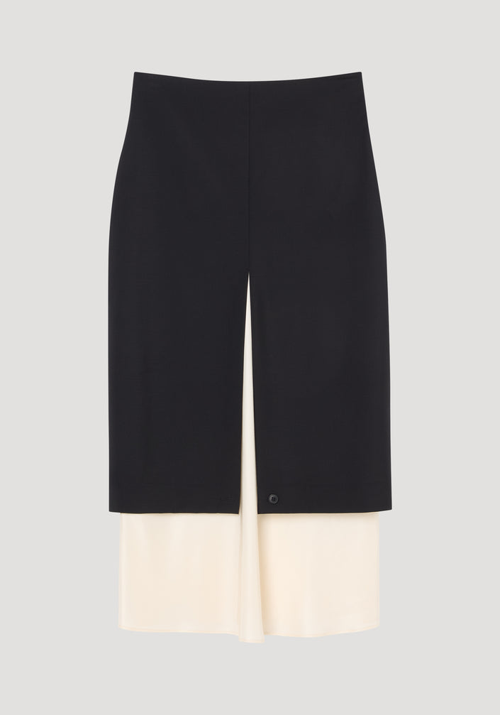 Contrast upside-down skirt | black