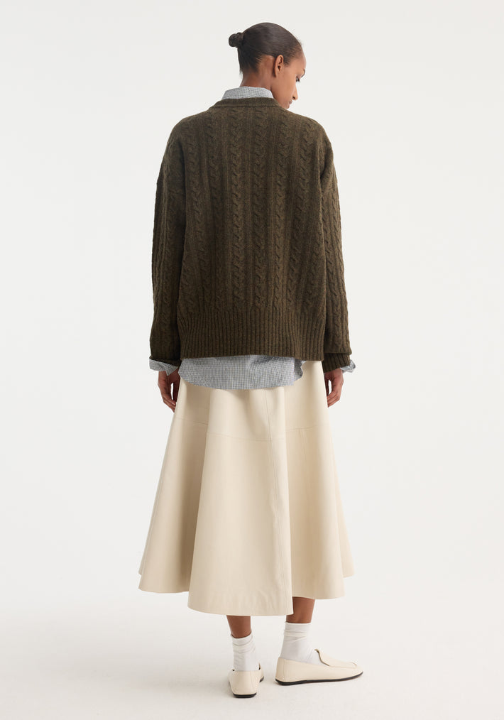 A-line leather skirt | chalk