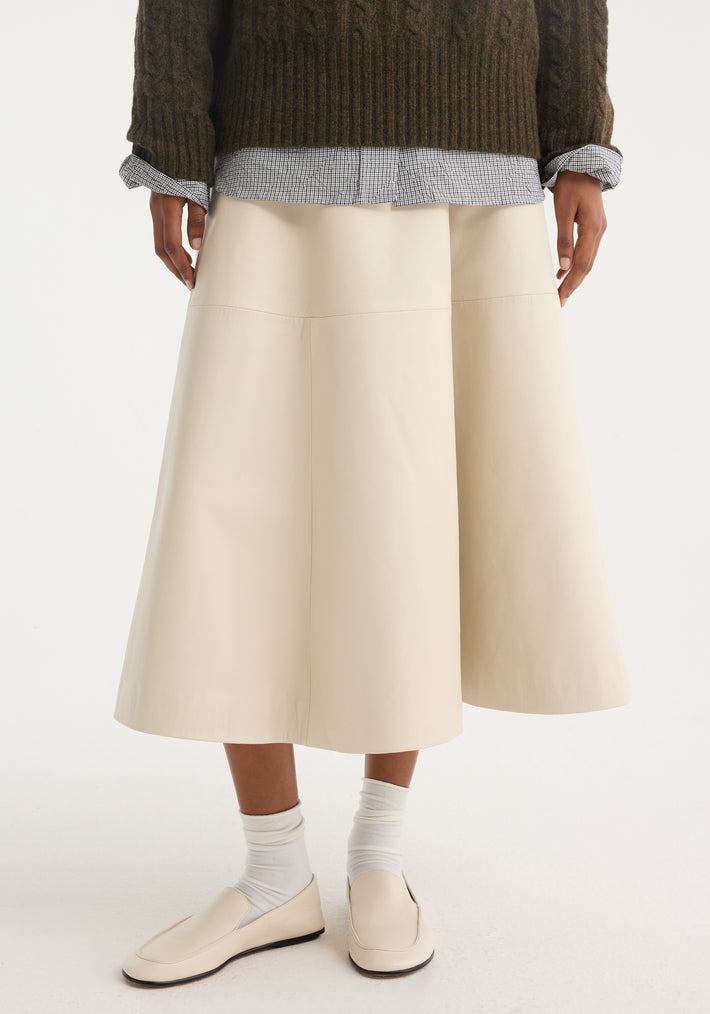 A-line leather skirt | chalk