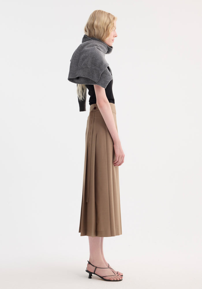 Plissé wrap skirt | khaki