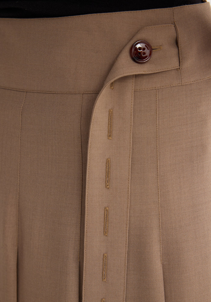 Plissé wrap skirt | khaki