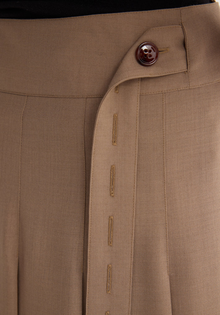 Plissé wrap skirt | khaki