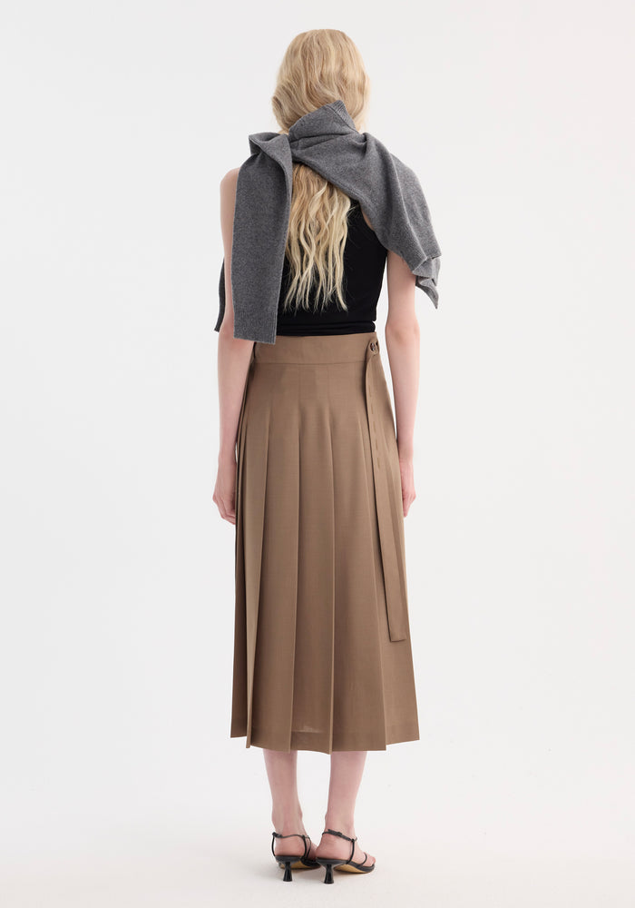 Plissé wrap skirt | khaki
