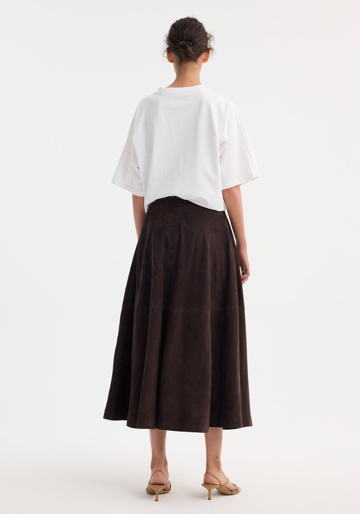 A-line suede skirt | dark chocolate