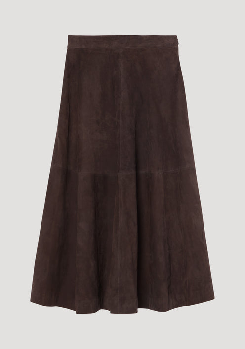A-line suede skirt | dark chocolate