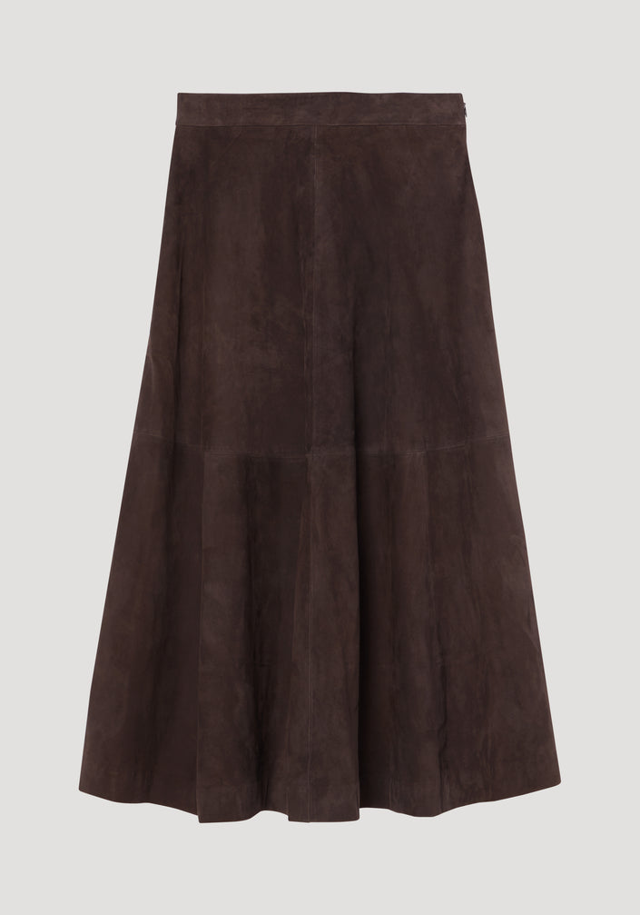 A-line suede skirt | dark chocolate