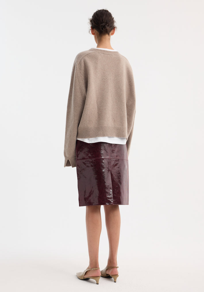 Snake leather skirt | burgundy snake
