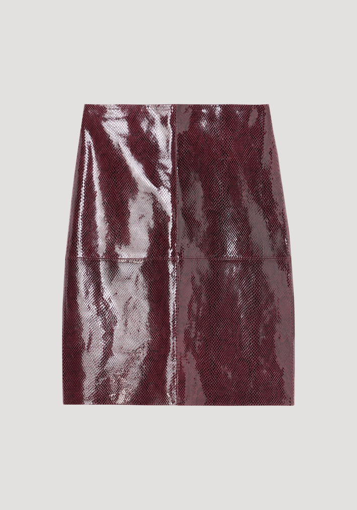 Snake leather skirt | burgundy snake