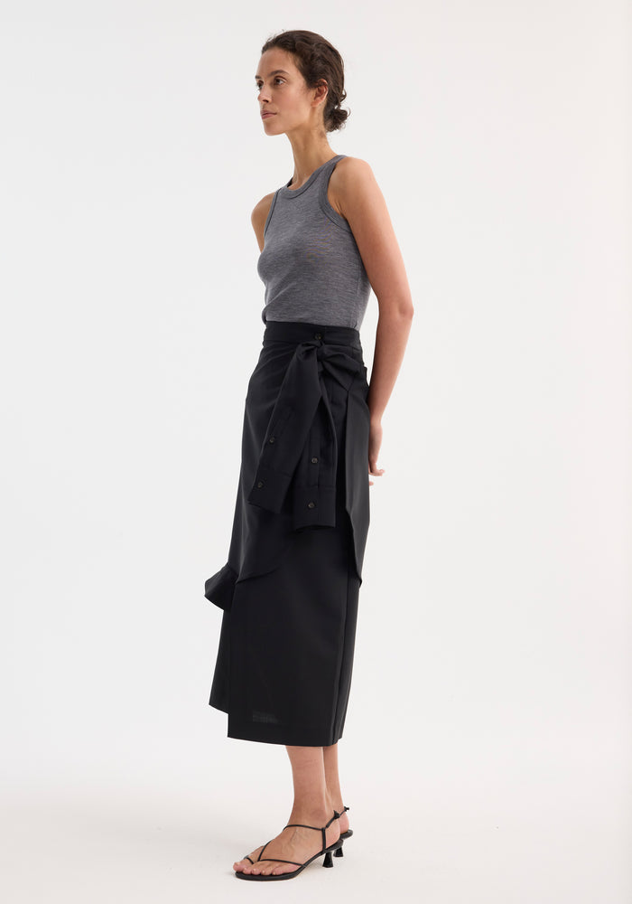 Shirt wrap skirt | black