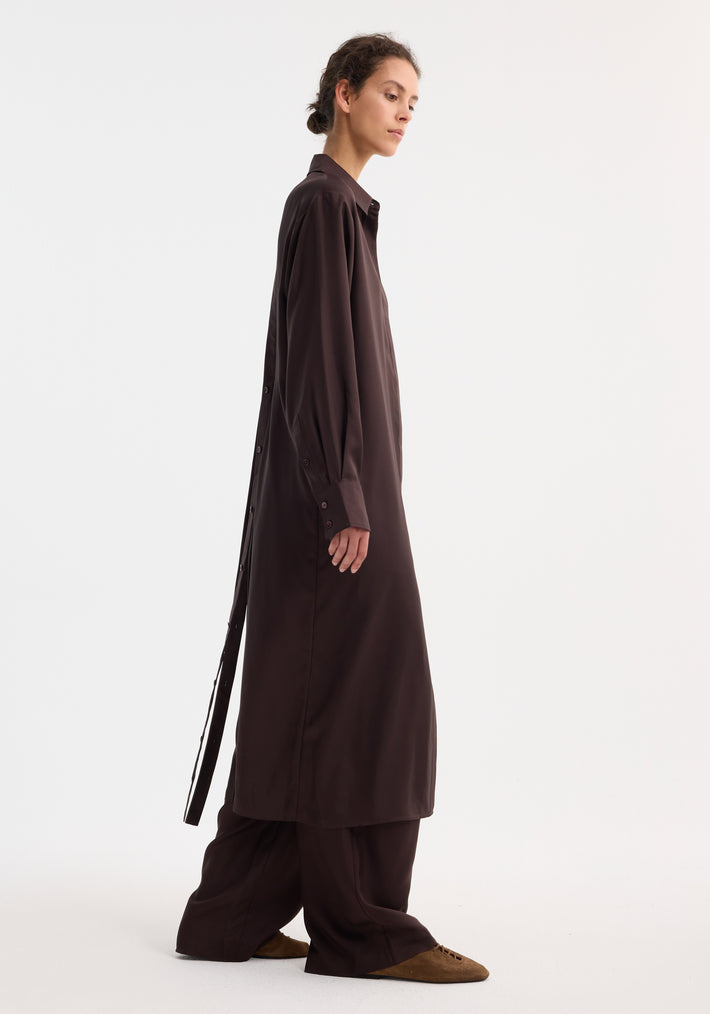 Silk open back wrap dress | mahogany