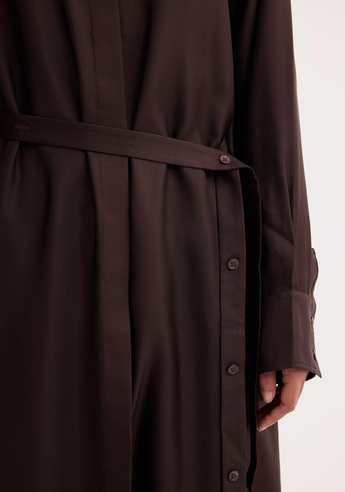 Silk open back wrap dress | mahogany