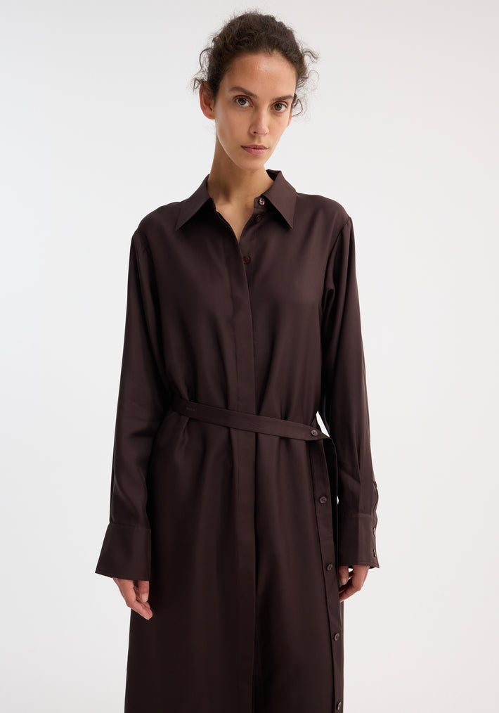 Silk open back wrap dress | mahogany