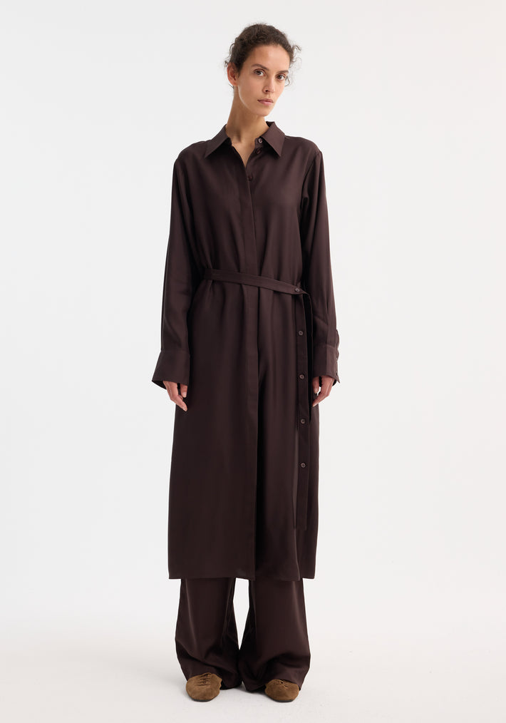 Silk open back wrap dress | mahogany
