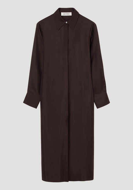 Silk open back wrap dress | mahogany