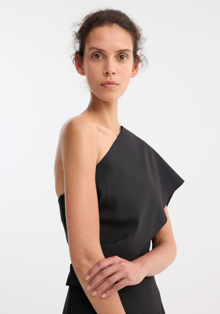 Short sculptural sash dress | black