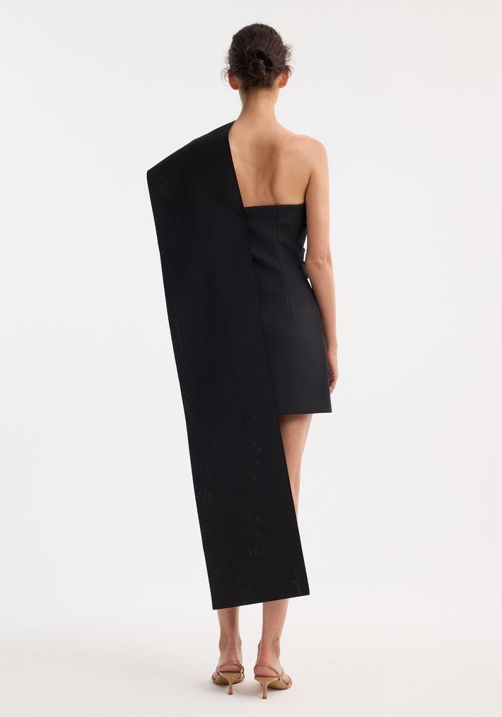 Short sculptural sash dress | black