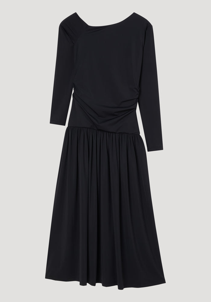 Asymmetrical jersey dress | black