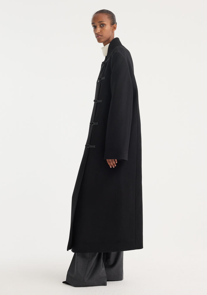 Pankou closure wool coat | black