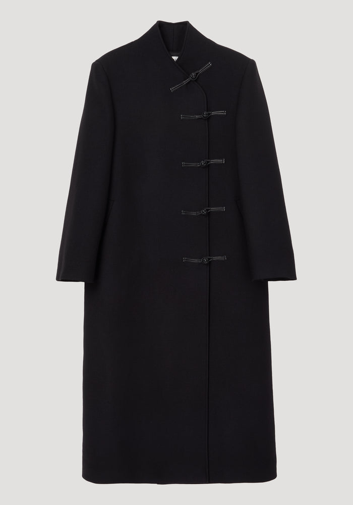 Mandarin wool coat | black