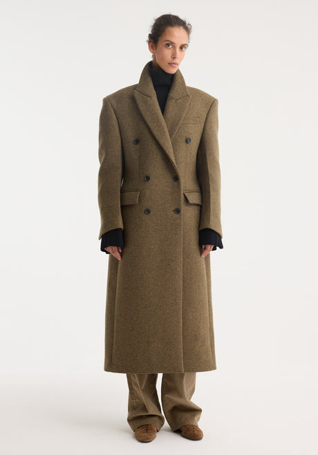 Hourglass wool coat | forest melange