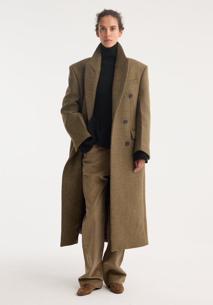 Hourglass wool coat | forest melange